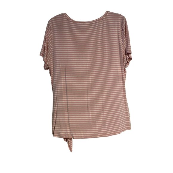Matty M Womens Size XL Top Striped Pink White Front Tie Detail Soft Boho Casual - Picture 2 of 7